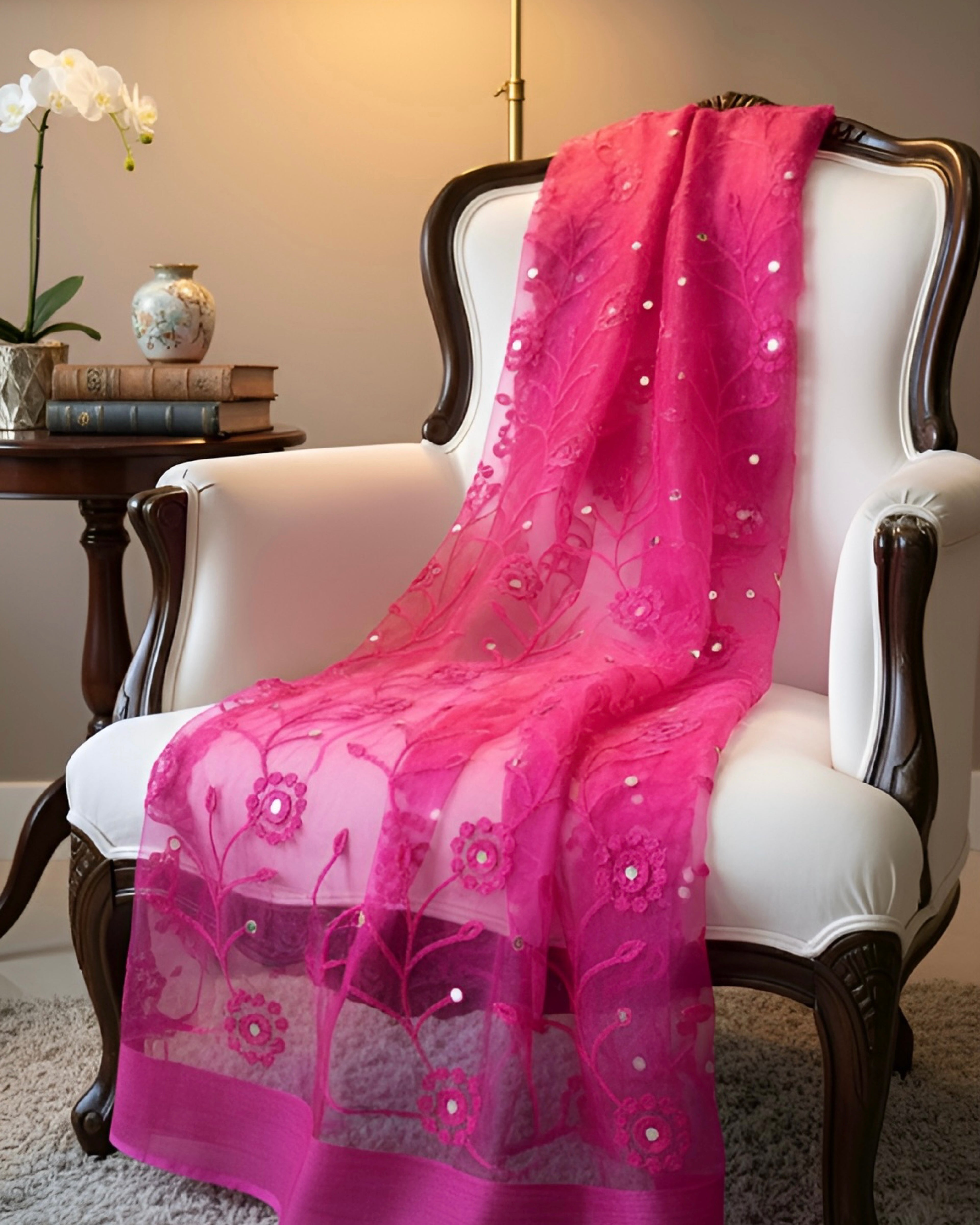 The Fuchsia Bloom Veil Dupatta