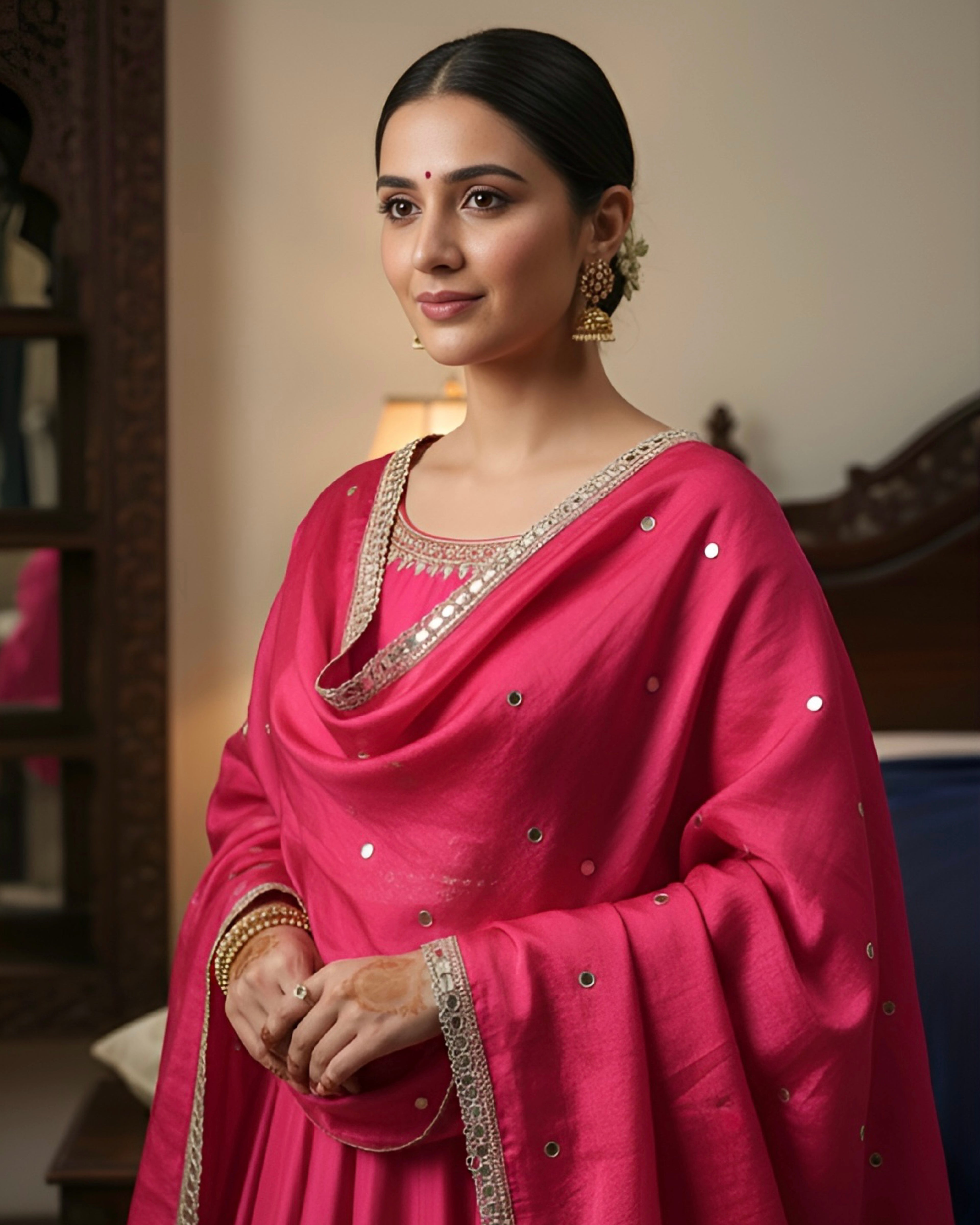 The Cerise Shimmer Dupatta