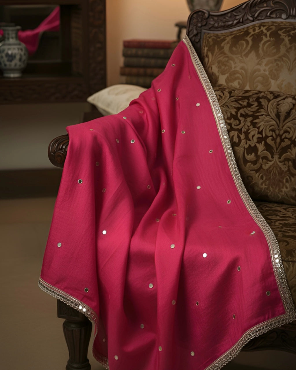 The Cerise Shimmer Dupatta