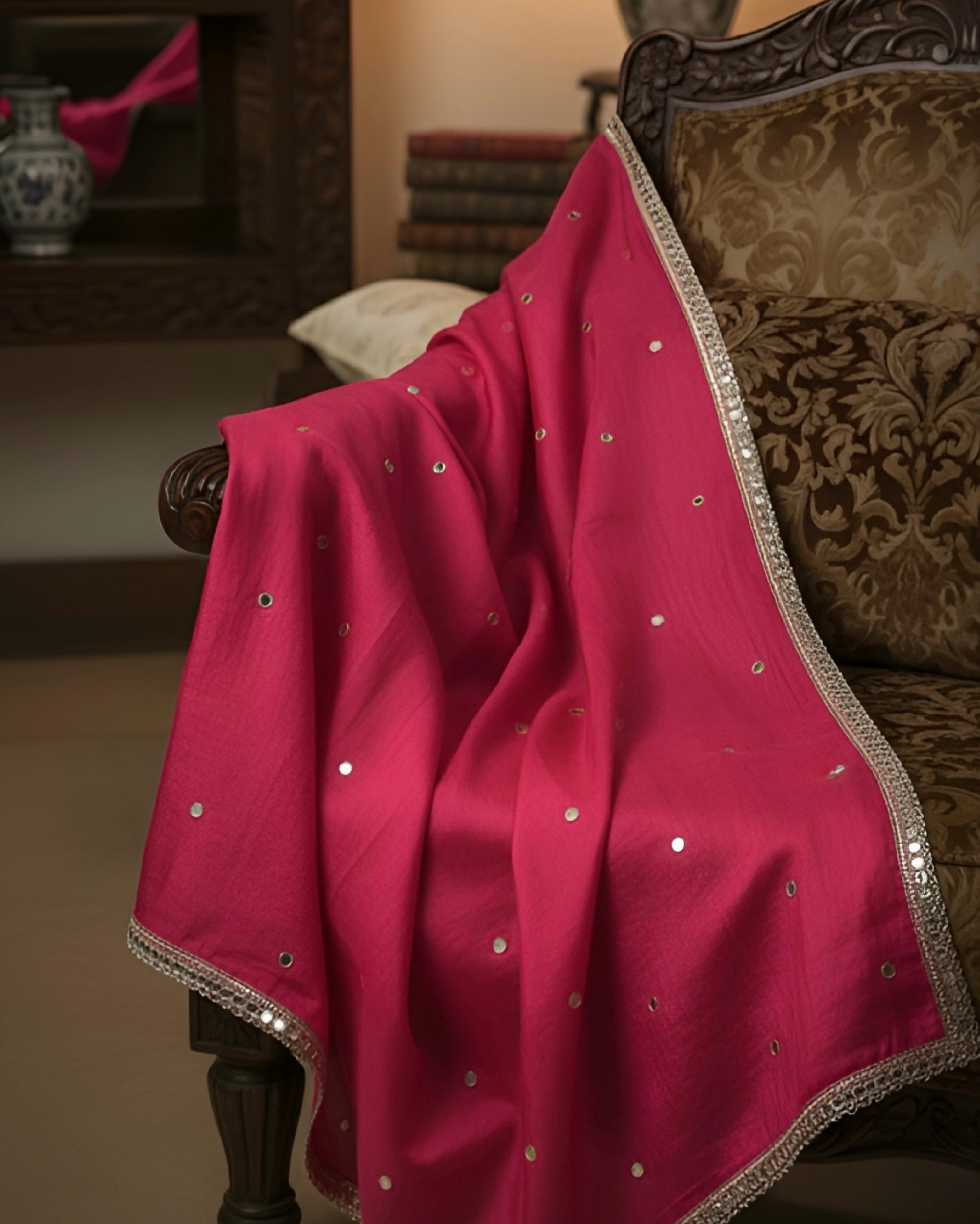 The Cerise Shimmer Dupatta
